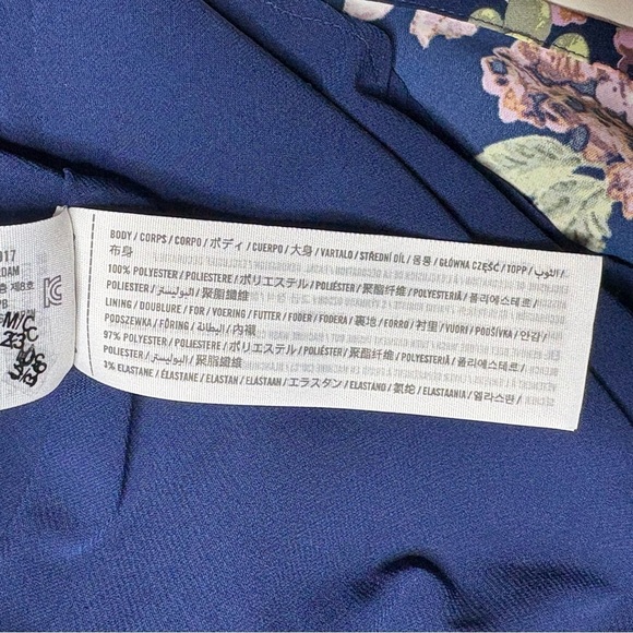 Abercrombie & Fitch Floral Maxi Dress High Neck Cut Out Waist Belted Navy Size S - Picture 14 of 16